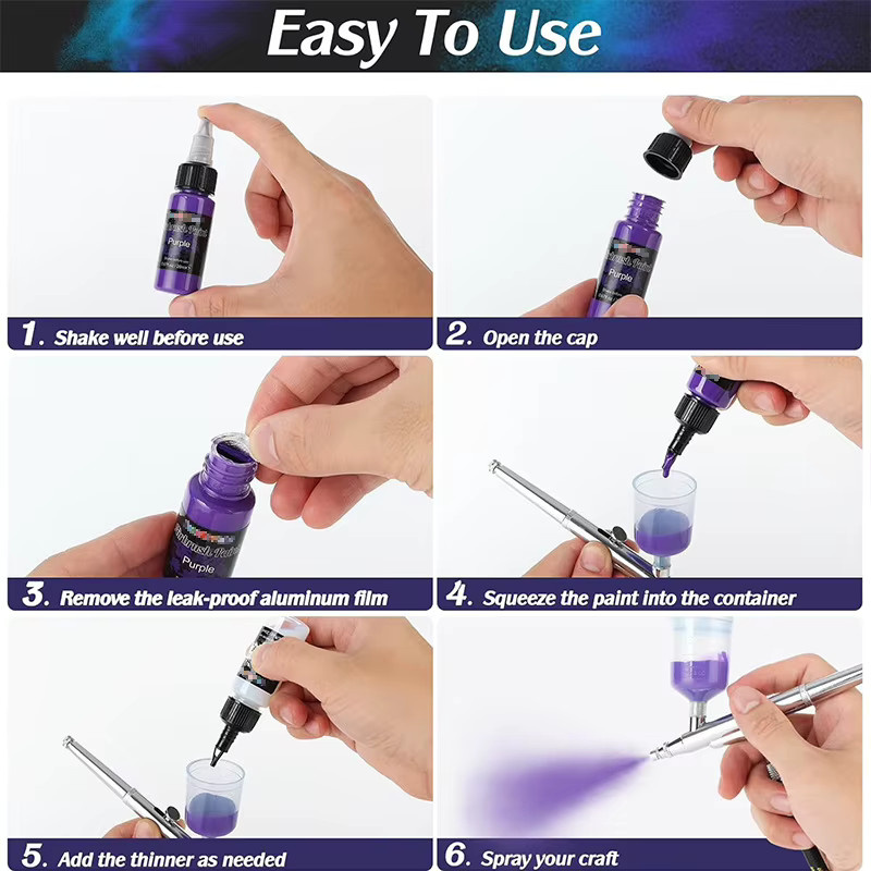 Multifunktionales Acryl-Spritzpistolen-Farbset mit 28 Farben à 30 ml für DIY-Projekte und Sprühmalerei auf Stoff und Resin, Mehrfarbig - Bild 3