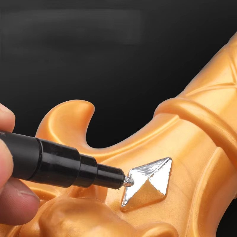 Silberner Reparaturlackstift für Metall und Keramik mit wasserdichter Beschichtung und verschiedenen Spitzenstärken - Bild 4