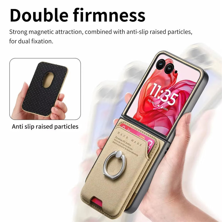 2-in-1 Lederhülle mit abnehmbarer Brieftasche und Kartenhalter für Motorola Razr 60, 50 und 40 Ultra in Schwarz - Bild 3