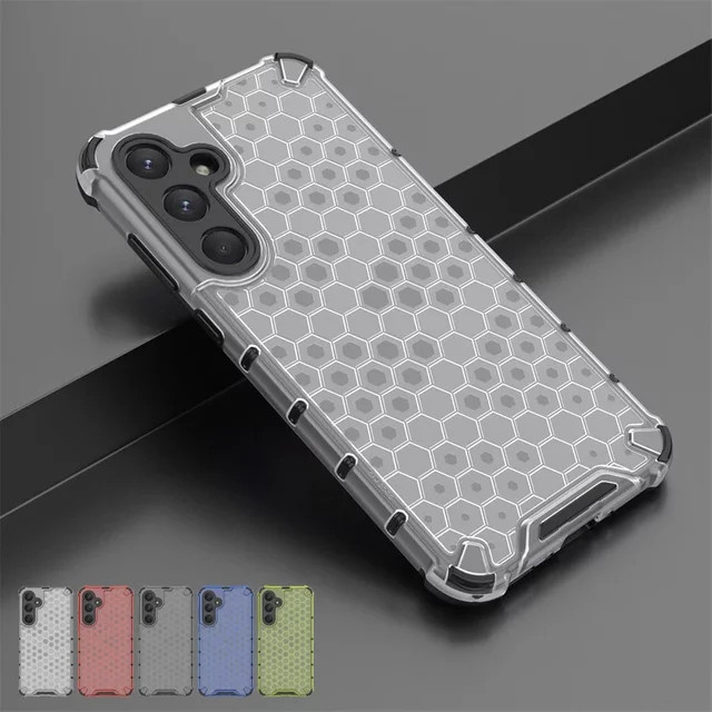 Stoßfeste Armor Schutzhülle aus TPU und PC für Samsung Galaxy S26 S25 S24 S23 S22 S21 Ultra Plus A56 A36 A26 in Transparent und Blau - Bild 1