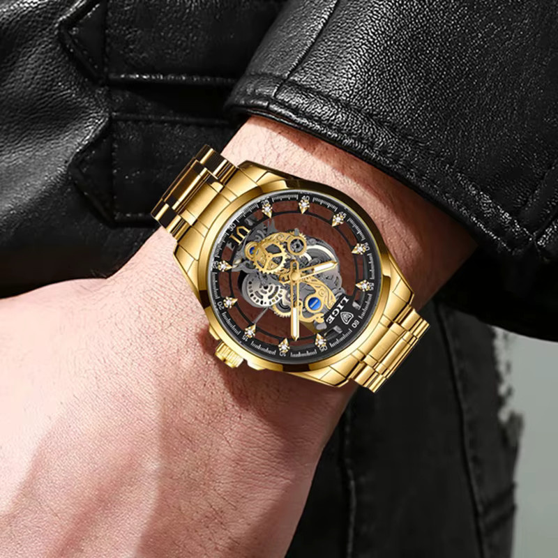 LIGE Armbanduhr, Quarz, Edelstahl, Gold, Herren - Bild 5