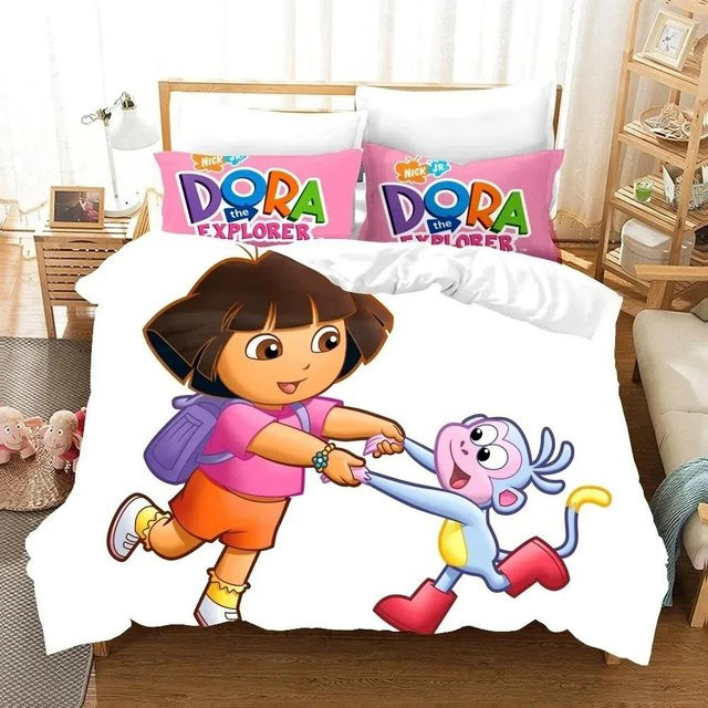 Binchi Outdoor Product Dora Explorer Bettwäsche-Set mit Motiv für Kinder, Mehrfarbig, B/H: 200 x 200 cm - Bild 1
