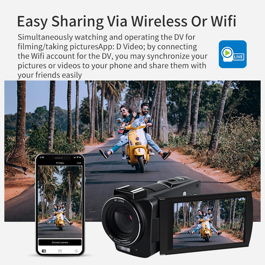 ORDRO HDR-AX10 4K Digitale Videokamera mit WiFi, 30MP Camcorder und 3,5 Zoll IPS Touch Panel in Schwarz - Bild 9