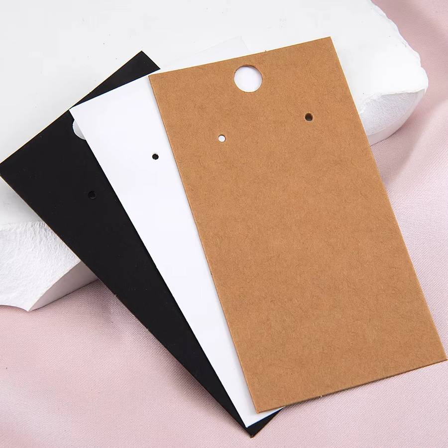 MOONMADE Ohrringe Display Verpackungskarten aus Kraftpapier, 50 Stück, Weiß, B: 9 cm, H: 5 cm - Bild 1