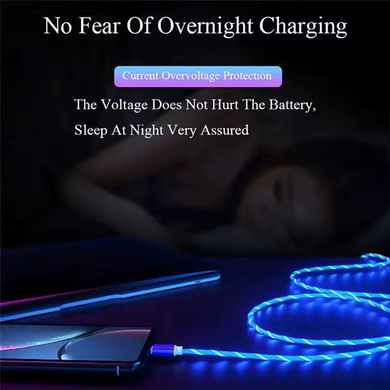 NNBULI USB Typ-C Schnellladekabel mit LED-Leuchteffekt in Rot, 3A Ladeleistung für Samsung, Xiaomi und Huawei - Bild 5