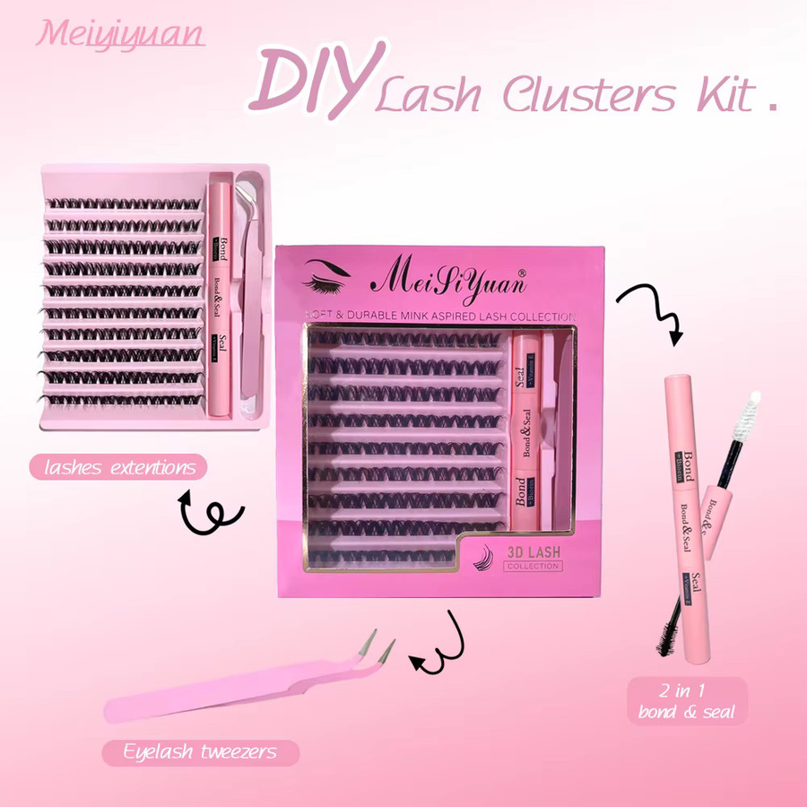 JUJU Dream DIY-Wimpernverlängerungsset, Wimperncluster, Bindung und Siegelkleber, Pinzette und Applikatorbürste - Bild 5