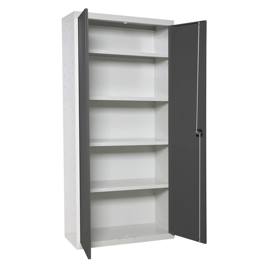 PROREGAL Stahlschrank AMEGO Metallschrank mit Flügeltüren in Anthrazit und Weiß, H x B x T: 180 x 100 x 40 cm - Bild 2