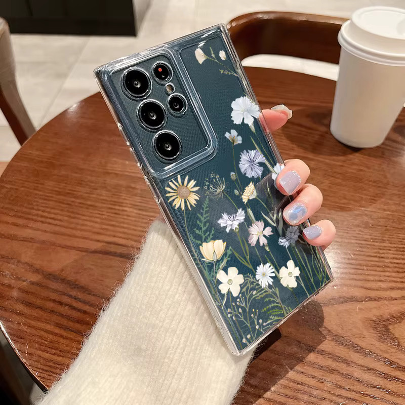 Transparente Handyhülle mit Blumenmuster für Samsung Galaxy S26 S25 S24 S23 Ultra S22 Plus S21 FE – Stoßfeste weiche Schutzhülle - Bild 2