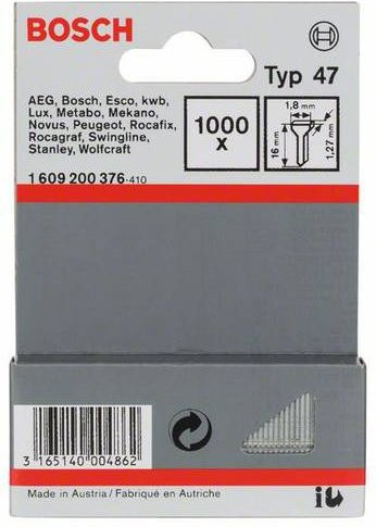 Bosch Tackernägel Typ 47 aus Stahl, Länge: 16 mm, 1000 Stück, Silber - Bild 1