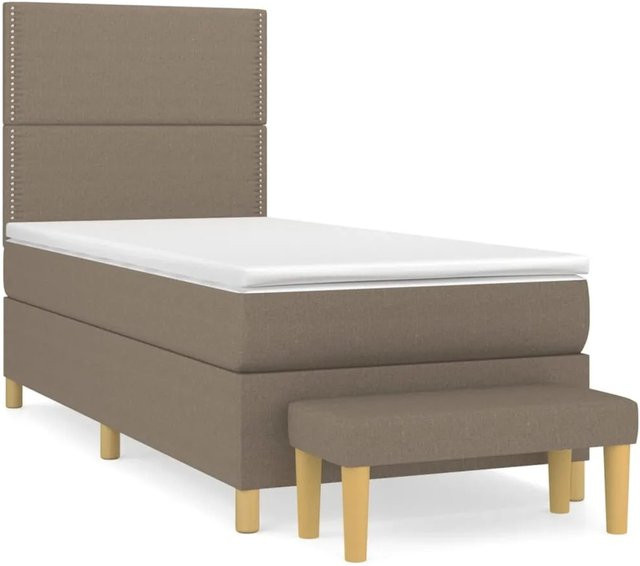 vidaXL Boxspringbett mit Matratze Hybrid-Design in Taupe, B/T/H: 90 x 200 x 128 cm - Bild 1