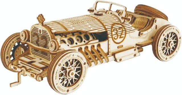 Binchi Keji Travel 3D Auto Holzpuzzle, DIY Modellbausatz, beige - Bild 1