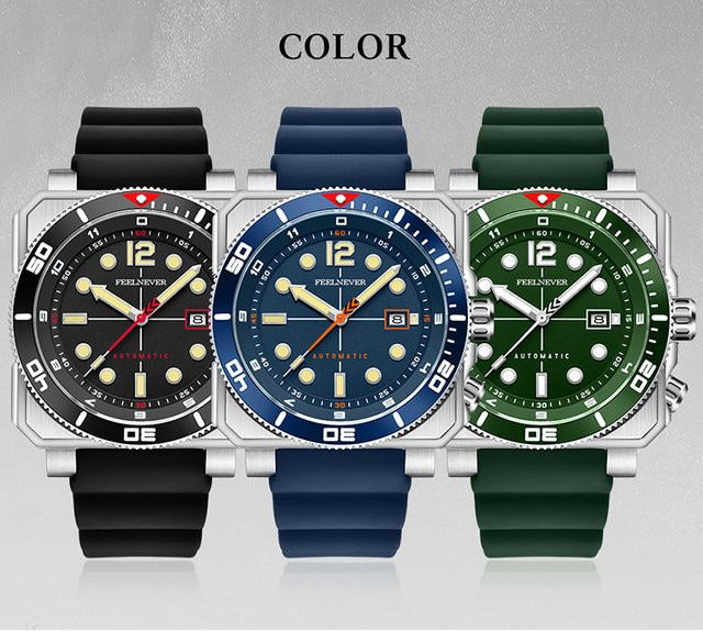 FEELNEVER Armbanduhr, mechanisch, Edelstahl, Saphirglas, Blau, Herren - Bild 1