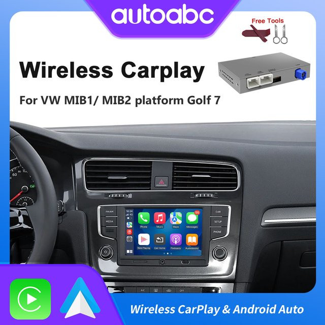 AUTOABC Drahtlose CarPlay und Android Auto Modul Box mit Mirror Link für VW Volkswagen Skoda Octavia A5 Golf 7 Polo Passat B8 MIB und MIB2 Systeme - Bild 1
