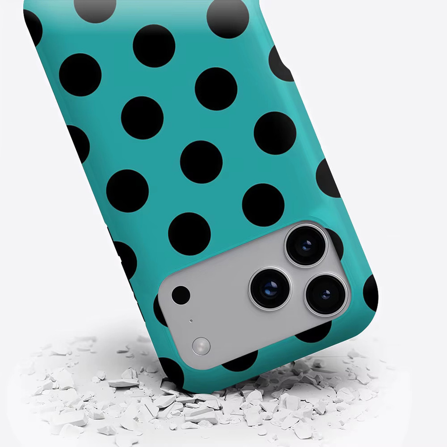 Aurbe 2-in-1 MagSafe Hülle mit mattem Film und Polka Dots für iPhone 17 16 15 Plus Pro Max, stoßfeste Hartschale, Türkis Schwarz - Bild 3