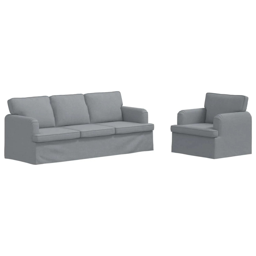 vidaXL Sofa 2-teilig in Hellgrau mit Stoffbezug und Metallrahmen B/T/H: 144 x 80 x 85 cm - Bild 2