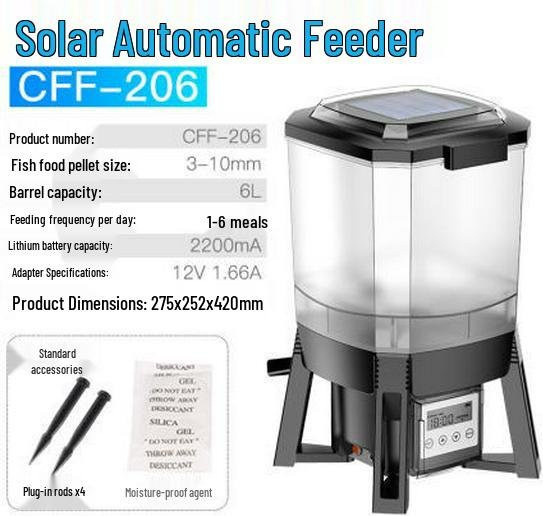 Gechi Solar Automatischer Koiteich Futterautomat CFF-206 in Schwarz - Bild 1