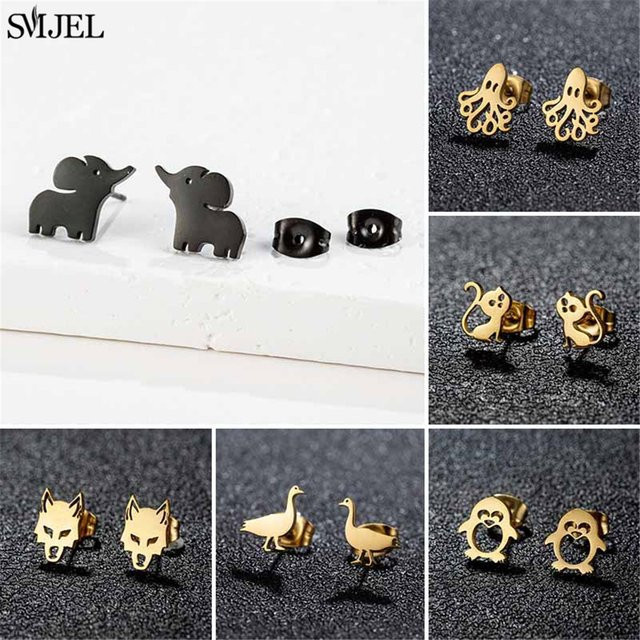 SMJEL Ohrstecker Edelstahl, Tierform, Unisex - Bild 1