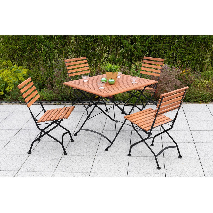 Merxx Gartenmöbelset Schlossgarten 5-teilig aus Eukalyptusholz in Anthrazit und Braun mit Klapptisch B: 90 cm, T: 90 cm - Bild 2