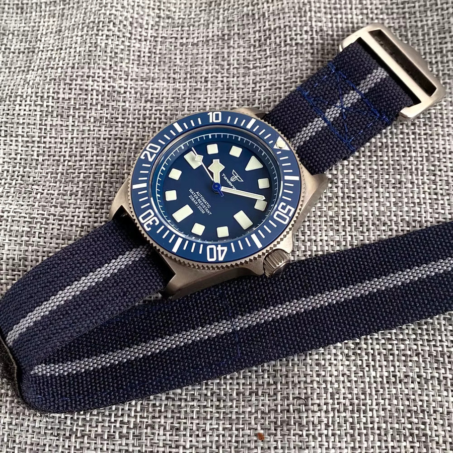 Tandorio Taucheruhr, Automatik, Titan, 42 mm, Saphirglas, Blau, Herren - Bild 4