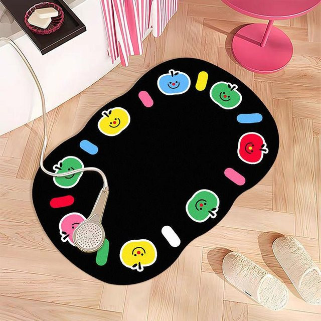Saugfähige Badezimmer Bodenmatte mit Katzenmotiv, weiche Kieselgur Fußmatte für WC und Toilette, Farbe: Schwarz, B/T: 60 x 40 cm - Bild 1