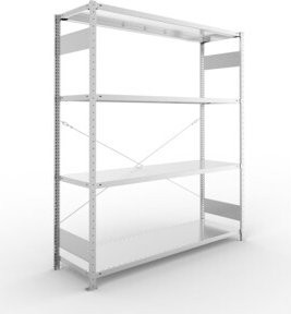 Meta Steckregal Grundregal S3 CLIP 200 in Silber verzinkt mit 4 Böden, B/T/H: 200 x 50 x 170 cm - Bild 1