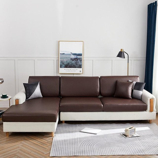 Wasserdichter Sofa Überwurf aus PU Leder für 1- bis 4-Sitzer, abnehmbar und waschbar, Farbe Dunkelbraun - Bild 1