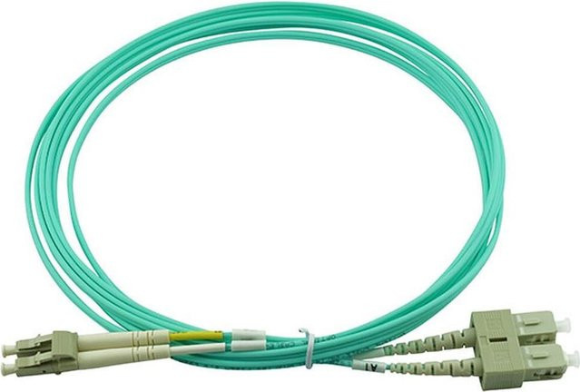 BlueOptics Duplex LWL Patchkabel OM3 Multimode G50/125µm, LC-UPC auf SC-UPC, Farbe: beige/türkis, Länge: 20 Meter - Bild 1