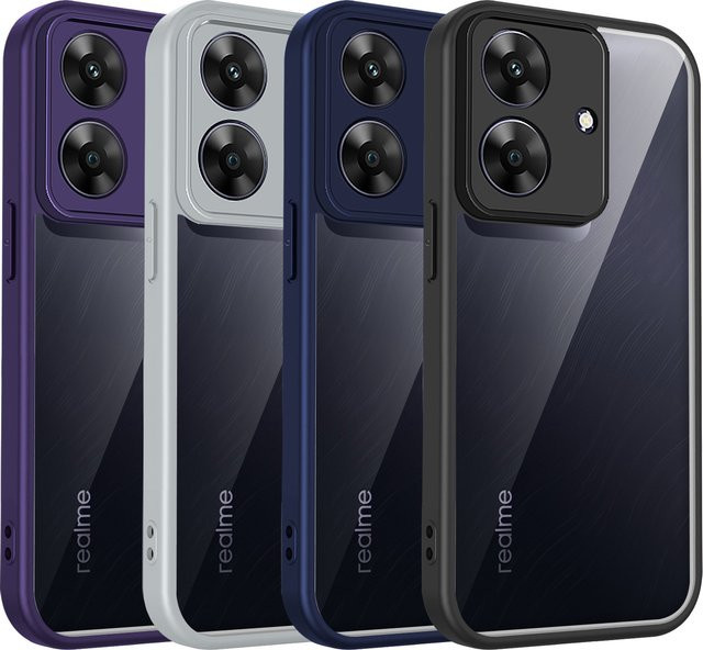 Realme Note 60 und Note 60X Handyhülle aus Silikon mit Luftpolster und matter Rückseite in Transparent oder Purple - Bild 1