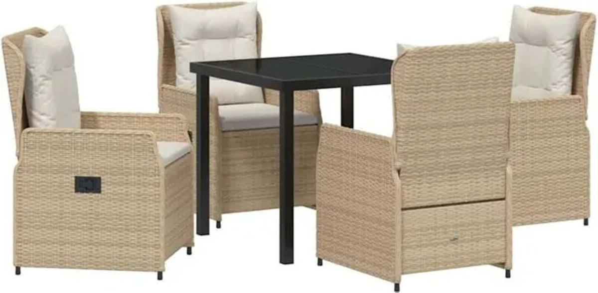 Vidaxl Garten Essgruppe aus Poly-Rattan in Beige für 5 Personen - Bild 1