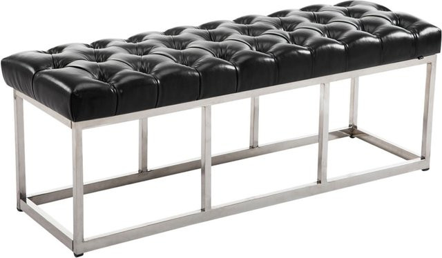 TPFLiving Sitzbank Amor aus Kunstleder in Schwarz mit matt gebürstetem Edelstahlgestell, Breite: 120 cm - Bild 1