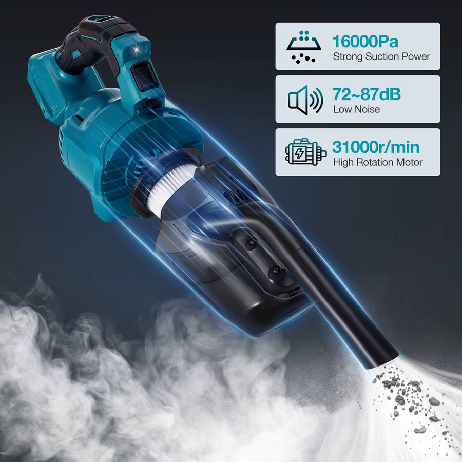 YEARTOP Akku Handstaubsauger Cordless Tragbarer Elektrischer Handheld Staubsauger für Makita 18V Akku in Blau - Bild 5