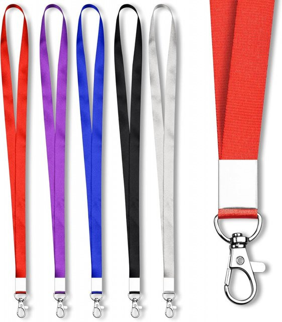 5-teiliges Abzeichen-Lanyard Set mit Clip für Schlüssel und Ausweise, Unisex, Farbe: Schwarz - Bild 1