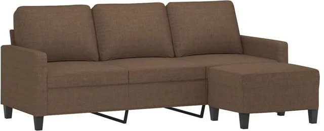 vidaXL 3-Sitzer-Sofa mit Hocker in Braun aus Stoff mit Armlehnen und modernem Design - Bild 1