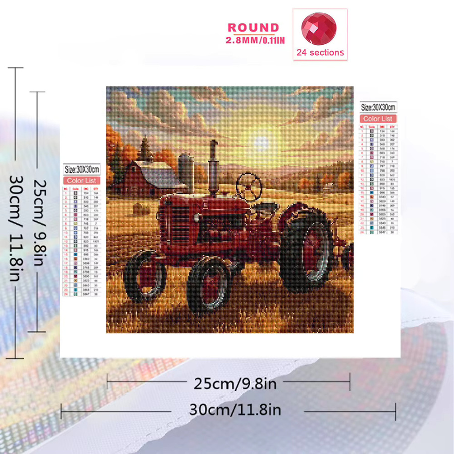 EverShine Diamantmalerei Traktor Landschaft DIY Mosaik mit runden Steinen in Multicolour, B/H: 20 x 20 cm - Bild 2