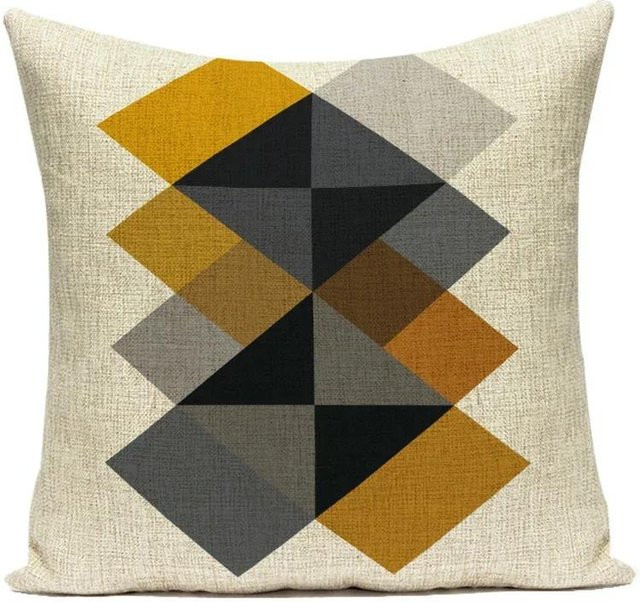 GUOYU HOMEDECOR Kissenhülle im skandinavischen Design mit gelben Streifen, quadratisch, B/T/H: 40,64 x 40,64 x 1 cm - Bild 1