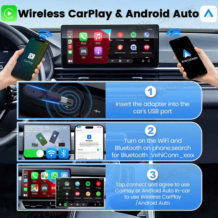 CarlinKit Mini Ultra Kabelloser CarPlay und Android Auto Adapter in Schwarz mit USB-Anschluss für nahtlose Plug-and-Play Verbindung - Bild 4