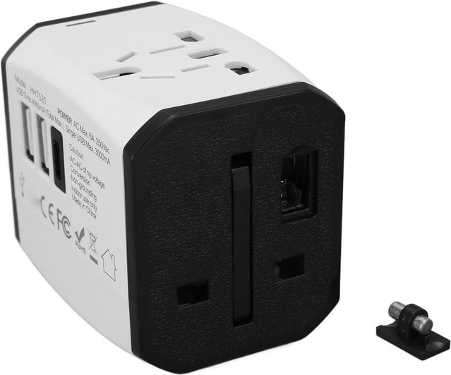 OutsideWorld Universal Reise-Netzadapter mit 2x USB 3.0A und USB-C in Weiß - Bild 1