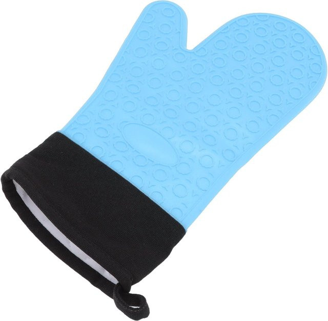 KONNWEI Silikon Topflappen in Blau, rutschfeste und hochtemperaturbeständige Küchen Backhandschuhe mit 2 Fingern - Bild 1