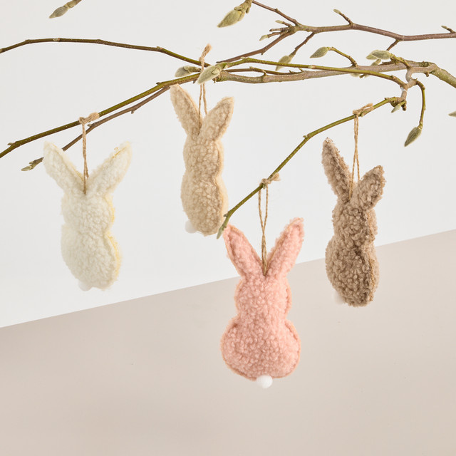 BLUME2000 Osterdeko Hase 4er-Set als Deko-Hänger in Braun, Weiß und Multicolour - Bild 1