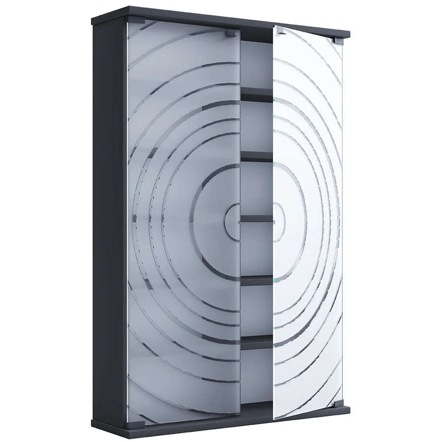 VCM Tilano L CD DVD Vitrinenschrank aus Holz in Anthrazit mit 2 ESG-Sicherheitsglastüren und 10 Einlegeböden, H x B x T: 92 x 60 x 18 cm - Bild 2