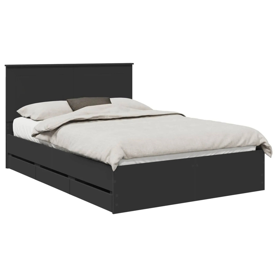vidaXL Bettrahmen mit Schubladen in Schwarz aus Holzwerkstoff B/T/H: 160 x 200 x 163 cm - Bild 2