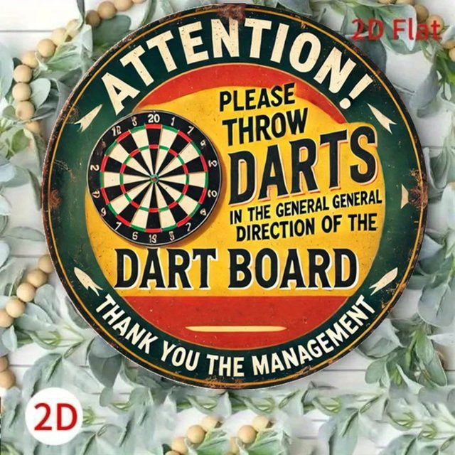 CIFBUY Retro Wandkunst aus Metall Throw Darts in Mehrfarbig, Rundes Vintage-Dekor für dein Spielzimmer, Durchmesser: 20 cm - Bild 1