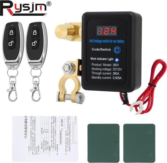 RYSJM Automatischer Batterie-Trennschalter mit Fernbedienung DC 12V 260A für Auto SUV und Lkw in Schwarz - Bild 1