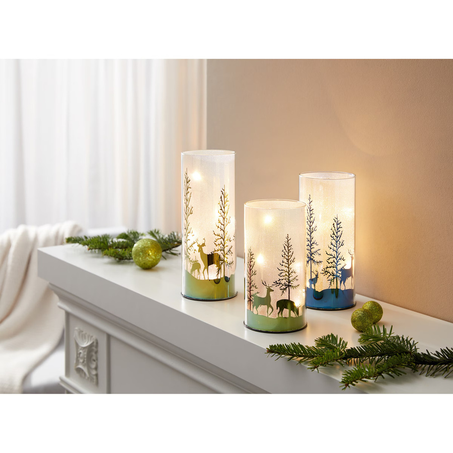 3-teiliges LED-Dekogläser-Set Winterwald von viva domo in Multicolor aus Glas - Bild 2