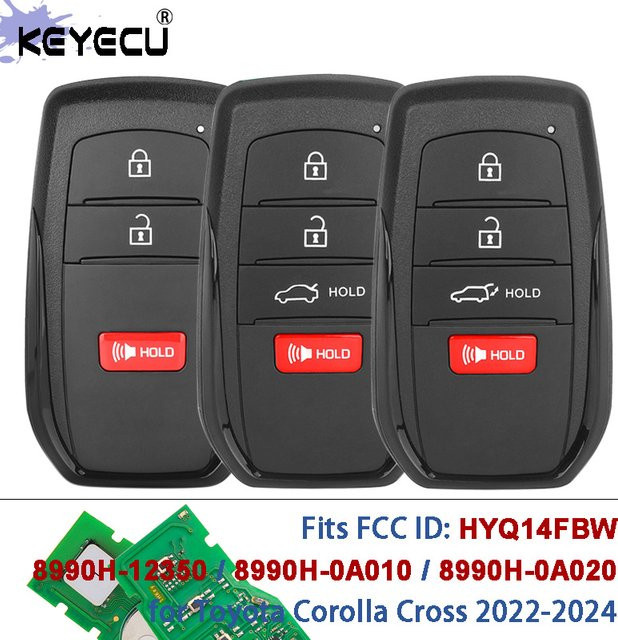 KEYECU Smart Card Remote Key Fob 14,3 MHz für Toyota Corolla Cross 2022-2024, Schwarz, Ersatz-Board 231451-2561 3HYQ14FBW 8990H-0A010 8990H-0A020 - Bild 1