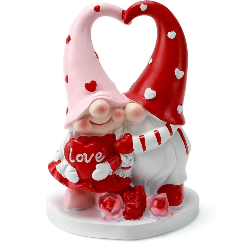 DUTRIEUX Valentinstag Gnom-Statue als süßes Paar aus Kunstharz, mehrfarbige Tischdekoration für Verliebte - Bild 4