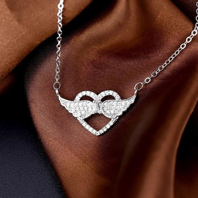 Wucifang Jewelry Halskette, Zirkonia, Herz, Engelsflügel, Unisex, brown - Bild 1
