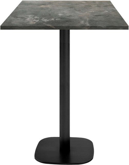 RestooTab Stehtisch Round quadratisch in Stein- und Holzoptik, Farbe Graublau und Schwarz, B/T/H: 60 x 60 x 113 cm - Bild 1