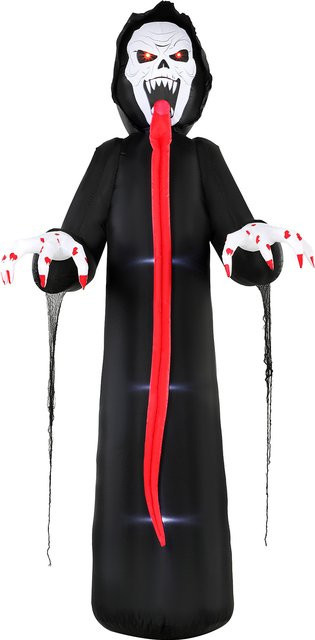 Outsunny Aufblasbares Halloween-Skelett mit LED-Beleuchtung und langer Zunge, Halloweendekoration für Garten, Hof sowie Innen- und Außenbereich, Höhe: 310 cm - Bild 1