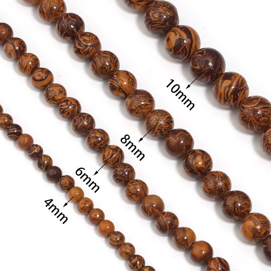 louleur Naturstein Perlen Jade, Goldene Seide, Runde Perlen, Unisex - Bild 2